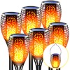 LazyBuddy Large Solar Torch Lights Outdoor Flickering Flame, Upgraded 3-in-1