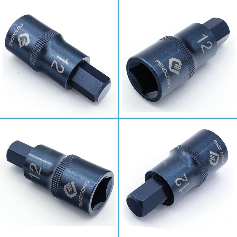Juttzzei 1/2" Drive x H12 Hex Bit Socket, 12mm Allen