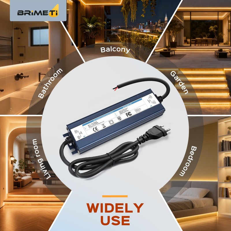 BRIMETI Trasformatore LED 220V 24V 60W Esterno Impermeabile IP67 Adattatore