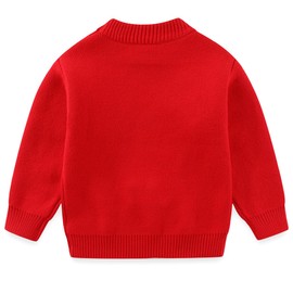 Peacolate 4-10 Years Little Big Girls' Embroidered Sweater Knit Pullover(Red-Green,4-5Years)