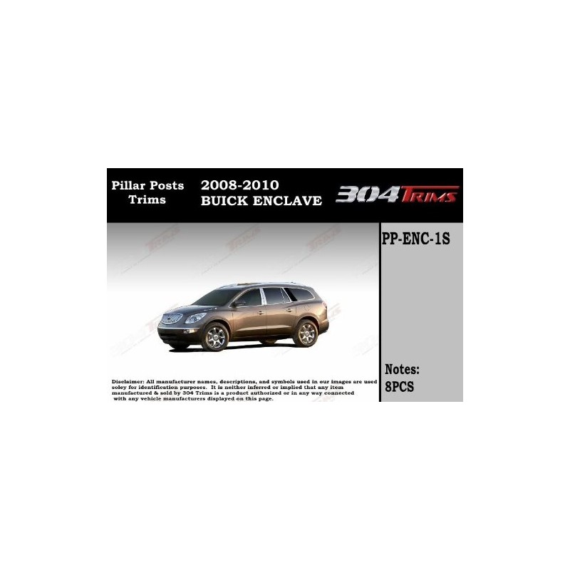 Fits Buick Enclave 2009-2015 Stainless Steel Chrome Pillar Posts Trim