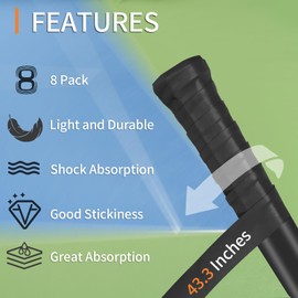 COIDEA Tennis Racket Grip Tape, 8 Pack Precut Anti Slip Tennis Grip Tape, Super Absorbent Dry Feel Tennis Overgrip Tennis Racket Grips for Tennis, Pickleball, Black