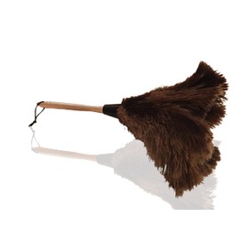 35cm 14'' Premium Quality Genuine Ostrich Feather Duster – Attracts Dust Particles - Thick Soft Feathers - Durable Ergonomic Wooden Handle – Easy Efficient Dusting - 100% Money Back