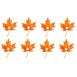8Packs Brown Bling Maple Leaf Pins (8)