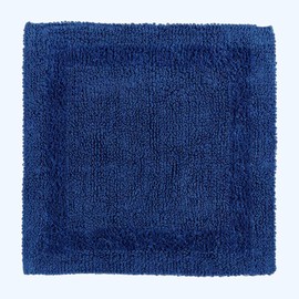 HOMESCAPES Small Bath Mat, Luxury 1600gsm Extra Soft 100% Cotton, Reversible Bathroom Mats Non-Slip, Washable, Super Absorbent, Quick-Dry, Navy Blue Bathroom Rug, 50x50 cm Square