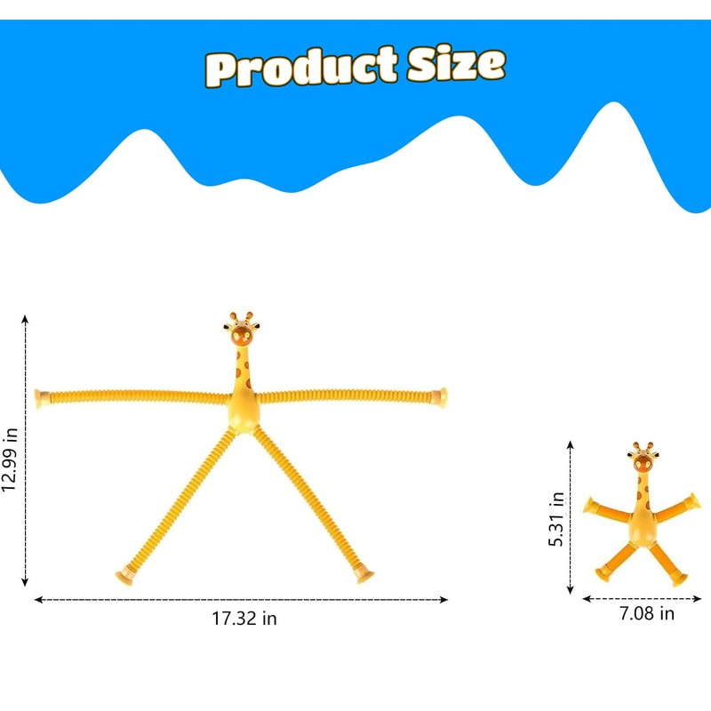 6PCS Telescopic Suction Cup Giraffe Toy,pop Tubes,Toys for Kids,Toddler Travel