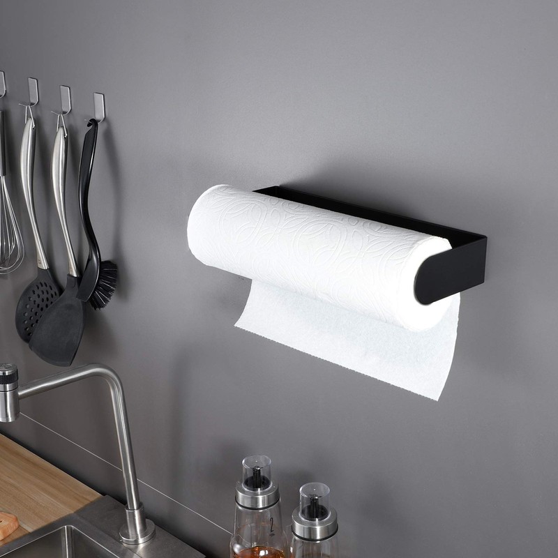 ZUNTO Black Paper Towel Holder Under Cabinet, Stainless Steel Kitchen