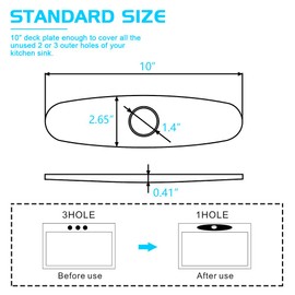 sink hole cover, escutcheon plate WEWE stainless steel deck plate for 1 or 3 hole bathroom or kitchen sink faucet Mixer tap 10" matte black