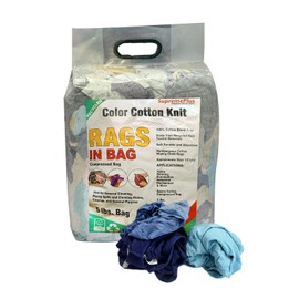SupremePlus Recycled Color Knit Cleaning Rags - Shop Bulk T-Shirt Cotton Cloth Rag in a Bag, Wipes for House, Mechanic, Auto, Garage, Paint, Window, & Utility (5 lbs. Bag - Pack of 8)