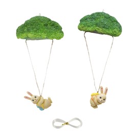 Fenteer 2x Hanging Easter Bunny Garden Statues Easter Decor Lovely Decorative Figurines Animal Sculptures for Porch Micro Landscape