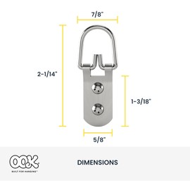 OOK 50207 20-Pound Steel D-Ring Hangers, 2-Pack