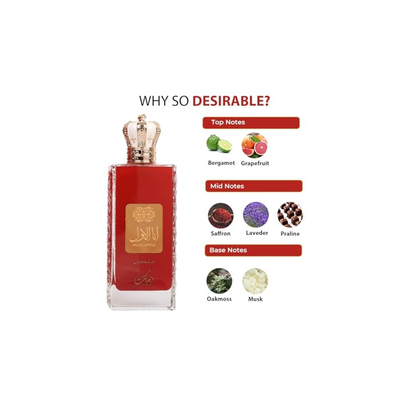 Nusuk Ana Al Awwal Malaki Eau De Parfum Spray, 3.4