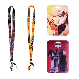 IXOKEV Pack of 2 Anime Card Holder Lanyard, Anime Lanyard with Card Holders, Cartoon Lanyard with Card Holder, Anime Lanyard with Small Pendant, for Girls and Boys
