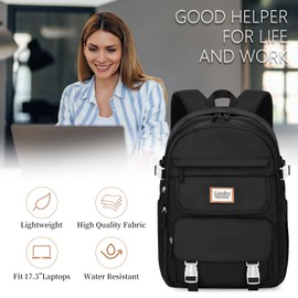 Girls backpacks, Cute backpack for school, 17.3 inch laptop backpack for women, College middle high school students book Bag, Water resistant bookbag for girls, mochilas escolares para niñas, Black