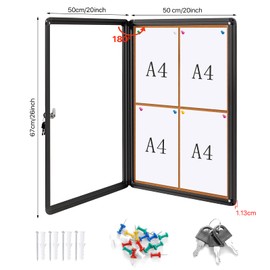 Swansea Lockable Noticeboard Bulletin Pink Cork Boards Tamper Proof with Mounting Screws 26×20 inch (4xA4)