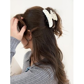 Wenlly Bunte Strass-Haarklammer, 9,5 cm, Zelluloseacetat, rutschfest, starke Haarspangen für Damen und Mädchen, 1 Stück, Weiß