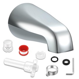 Tub Spout with Adapter, Without Diverter, Bathroom Shower Faucet for 1/2'', 3/4'' IPS Inside Thread Connection and 1/2” Copper Pipe, with Four in One Tub Spout Adapter (Chrome)