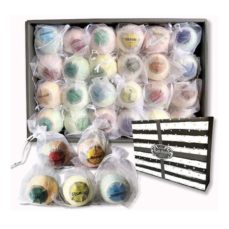 Purelis Bath Bombs Gift Set Of 24 Luxury Aromatherapy Bath