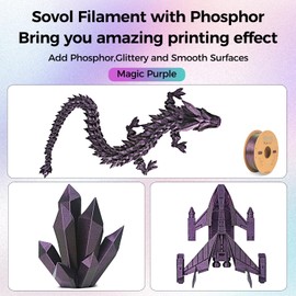 Sovol Silk PLA Filament with Purple Glitter 1kg 1.75mm, Color Changeable 3D Printer Filament 2.2lbs, Chameleon Shiny PLA Material +/-0.03mm, Shimmering 3D Printing Filament, Galaxy Purple