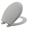 Bemis Round Wood Toilet Seat w/ Cover, Closed-Front - Silver
