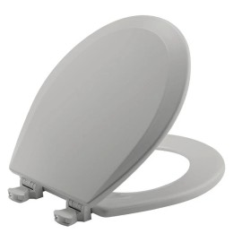 Bemis Round Wood Toilet Seat w/ Cover, Closed-Front - Silver (500EC-162)