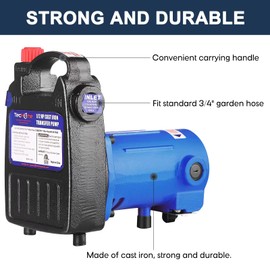 TecHome 1/2 HP Cast Iron Transfer Pump, 120V 1560GPH Water Pump, High Pressure Transfer Pump with Suction Strainer and Brass Connectors.