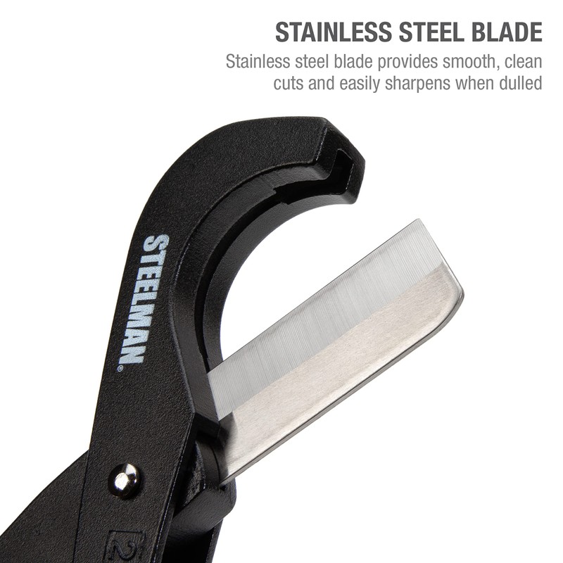 Steelman PVC Pipe Cutter Tool, Cuts 2-inch Tube, Stainless Steel
