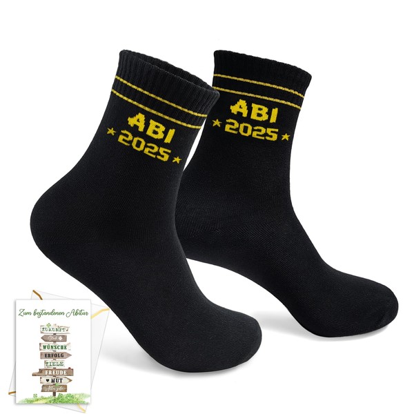 Abitur 2025 Geschenke, Abi Socken mit Glückwunschkarte, Abschluss Bestandene Prüfung