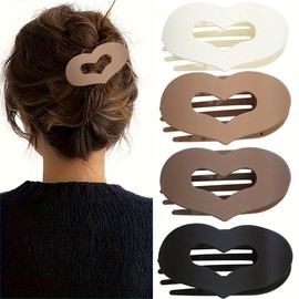 Elegant Matte Hair Clips for Women 4 Pack - Invisible Flat Back Claw Clips for Fine & Thin Hair, Comfortable Strong Hold Hair Claw for Ponytail, Bun, and Half-Up Styles, Daily Wear Hair Claw Clip Set:_Tortoiseshell hairpin set