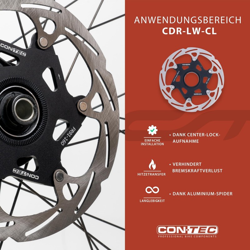 CONTEC Bicycle Brake Disc CDR-LW-CL 160mm 160g Aluminum Spider Center