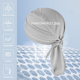 Permuly 3PCS Durags for Men, Adjustable Quick Drying Sweat Durag Multi Pack Bandana for Men Cycling Motorcycle Running (Black+Grey+White)