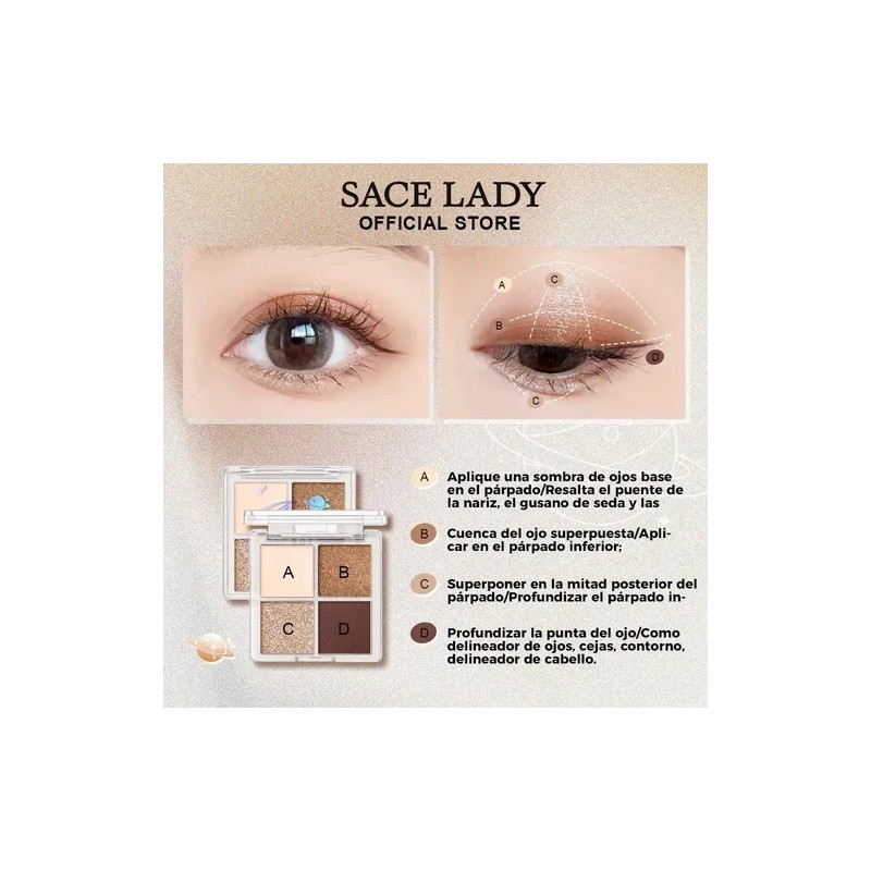 Sace Lady Paleta De Sombras 4 Tonos Para Ojos Maquillaje