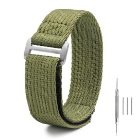 watchdives Nylon Watch Band 20mm 22mm Replacement Watch Straps Hook and Loop Fasteners Sport Watchband for 7.1-9in Wrist, Green 20mm