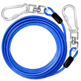 jenico Dog Tie Out Cable: 50 ft Dog Lead for Yard - Heavy Duty Chain Leash Outside for Small Large Dogs Up to 502 lbs - Outdoor Dog Runner Tether