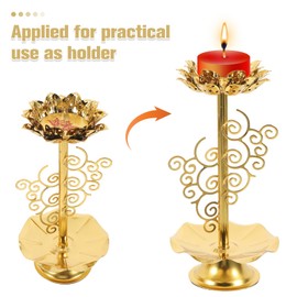 FOMIYES Home Decoration Ghee Lamp Butter Lamp Holder Votive Tealight Holder 2pcs Golden Cup Candle Holder Brass Oil Lamp Buddhist Altar Supplies for Temples Home Decor