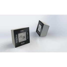 NexTime Turn4Time Table Clock, Metal, Black, 7.4 x 4 x 7.4 cm