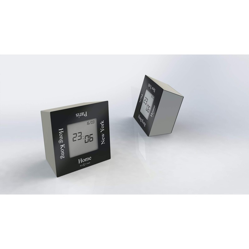 NexTime Turn4Time Table Clock, Metal, Black, 7.4 x 4 x