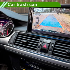 HOPESPANNER Universal 3.5" Length 2.4" Width 4.7" Height Car Trash Can Hanging Trash Bin Faux Leather Rhinestones 1 Pcs Black