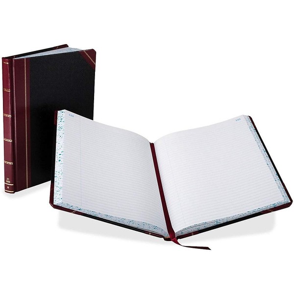 Boorum & Pease Record Book, 21 Series, Record Ruled, 8-1/8" x 10-3/8", 300 Pages (21-300-R),Black/Red