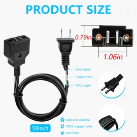 028372 Deep Fryer Breakaway Power Cord for Waring Deep Fryer DF175 DF200 DF250 DF280 Replacement Part Cord 5FT 125V15A