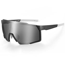 ROCKBROS Sunglasses, Polarized Dimming, Sports Sunglasses, Bicycle Glasses, Ultra Lightweight, UV400, Anti-Fog, Windproof, Sandproof, Shockproof, Clear, Road Biking, Climbing, Fishing, Golf, Running, Tennis, Marathon, Men's, Women's, Black Polarized Lens