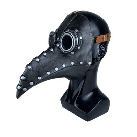 SteamPunk Plague Doctor Mask Adult Latex Bird Beak Mask Long Nose Half Face Mask (black)