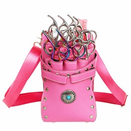 Hairdressing Waist Bag, Retro Hairdressing Scissors Bag, Scissor Holster, Pet Groomer Scissor Bag for Salon (PINK)