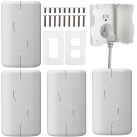 Tellegloww 4 Pack Safety Outlet Cover Box Wall Outlet Cover for Baby Proofing Extra Large Electrical Plugs and Adapters Receptacle Box Receptacle Protector with Childproof Lock & Cable Management