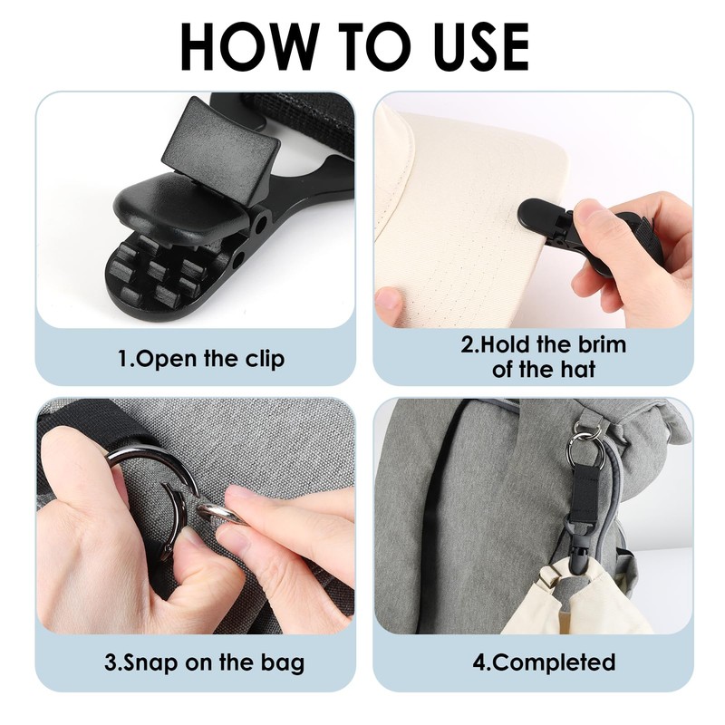 KAKUPPA 2 Pack Hat Clip for Travel on Bags, Secure