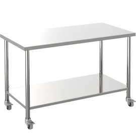 Hipicute Stainless Steel Work Table 48 x 24 x 35 Inch with 2-Tier Storage, Adjustable Undershelf and Lockable Casters, 660LBS NSF Commercial Table for Food Prep, Kitchen, Restaurants, and Home