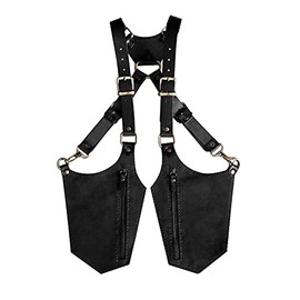 Anti-Theft Hidden Underarm Strap Wallet Holster Bag Faux Leather Double Shoulder Armpit Pocket Outdoors Sport Vest Accessories (51-Black)