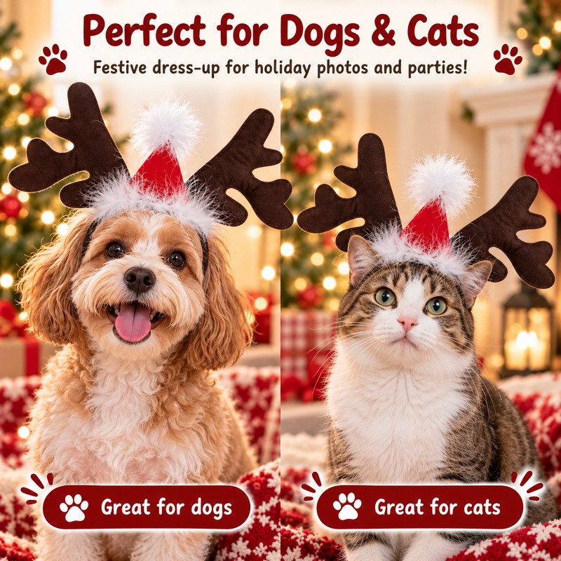 Reindeer Antler Pet Headband for Dogs & Cats – Christmas