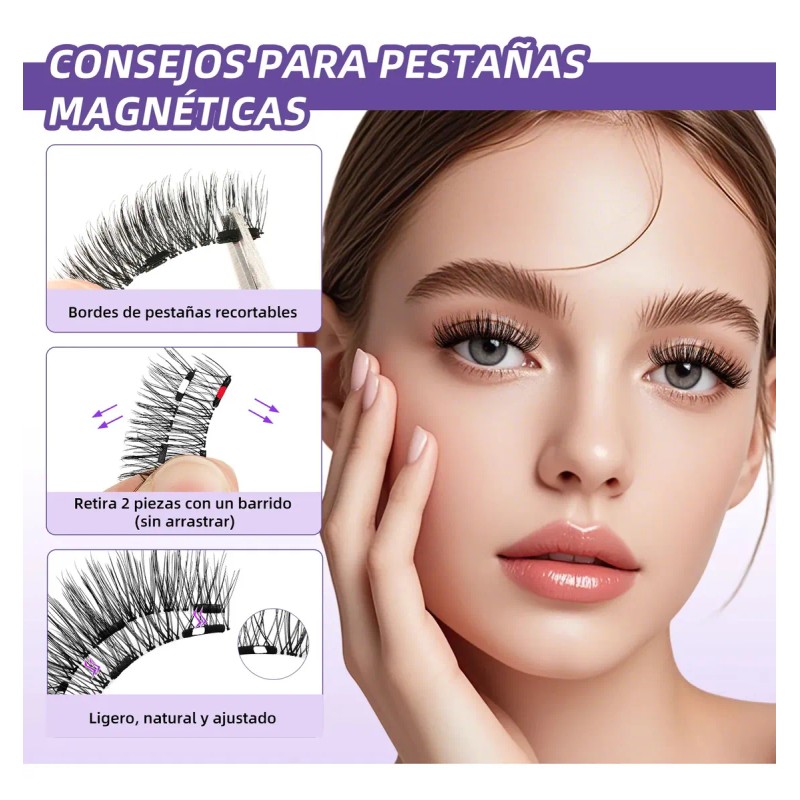 Pestañas Magnéticas B&Q Kit de 2 Pares con Aplicador para