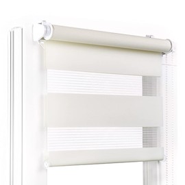 Fenster DEKOR - Roller Blinds for Windows Ecru - Klemmfix Roller Blind No Drilling Required 120 x 105 cm - Double Roller Blind with a Wide Range of Sizes and Colours - Opaque Roller Blinds, Easy to